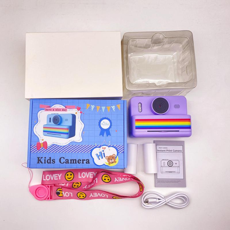 Instant Camera with 3 Print Paper, 2.8 Inch LCD Screen Digital Camera, Rechargeable 1080P Camera, Birthday Gift for Boys & Girls