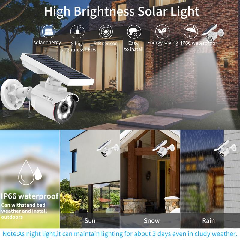 {Wire Free Fake Security Camera light With One Red Led} Solar Powered Outdoor Spotlight,Floodlight,Motion Detection,IP66 Waterproof Home Business