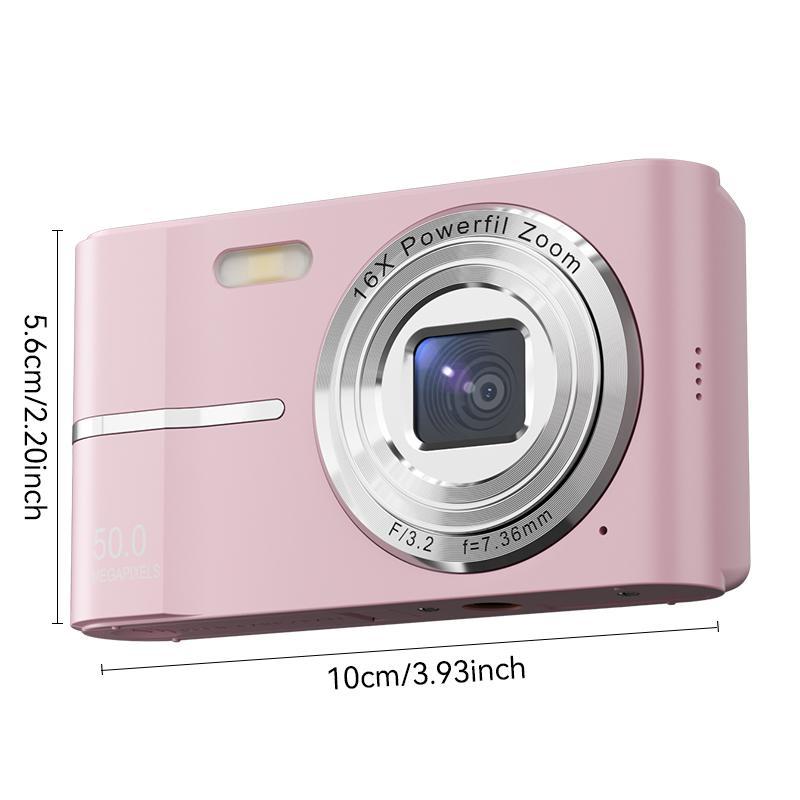 FHD 1080P Digital Cameras with SD Card, 16X Digital Zoom Camera, Portable Mini Digital Camera for Students Boys Girls