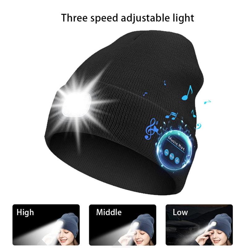 Wireless Beanie Hat Headphones, 1 Count Open-ear Design Headphones with LED Light, LED Headwear Light Cap for Night Cycling and Running