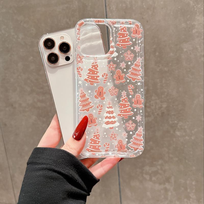 Cartoon Cute Christmas Pattern Phone Case, Anti-drop Decorative Phone Protector Cover, Phone Accessories Compatible with iPhone Series