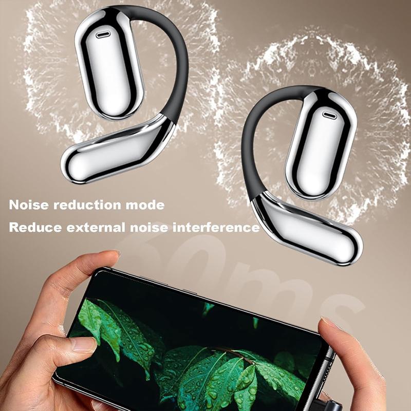 Intelligent Touch Screen Bluetooth Earphones, True Wireless Open Ear Earbuds Noise Cancelling Earphones, IPX5 Waterproof, with LED Display, Wireless Open Ear Bluetooth Earbuds HiFi Sound Stereo Headset for Android iOS Phones Tablet Laptop