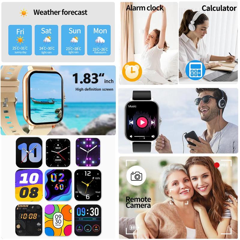 Multifunctional Smart Watch, Fashion Digital Watch with 2 Watch Band, Sports Watch with Multi-Sport Modes & Phone Call for Women & Men