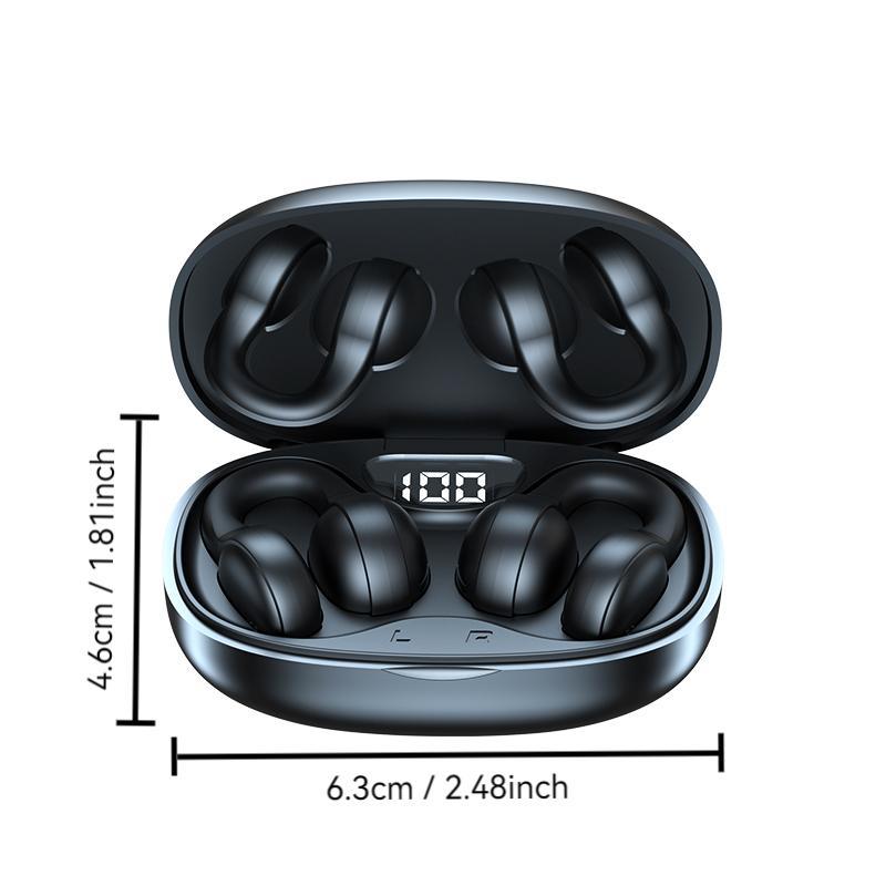 Wireless Earphone, Clip-Ear Design Earphone with Charging Case, Noise Cancelling Headphone for Gaming, Sports, Running