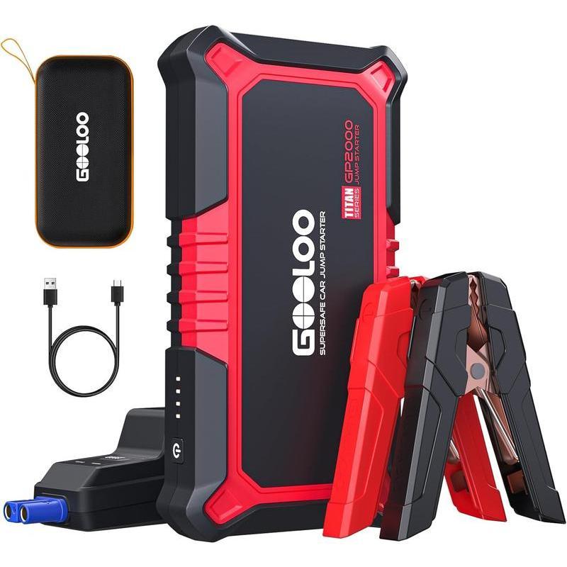 GOOLOO Jump Starter Battery Pack - RED 1500A BLACK 2000A Peak Jump Box, Water-Resistant Battery Booster for Up to 8.0L Gas or 6.0L Diesel Engine,12V SuperSafe Portable Jumper Starter with Quick Charge,Type C Port