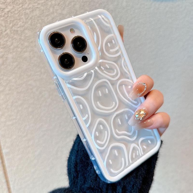 Smile Face Pattern Phone Case, Anti-fall Fully Edged Mobile Phone Case, Cute Phone Cases, Summer Shockproof Cases Cover Smartphone Cases for iPhone X 11 12 13 14 Pro Max, Unique Phone Cases