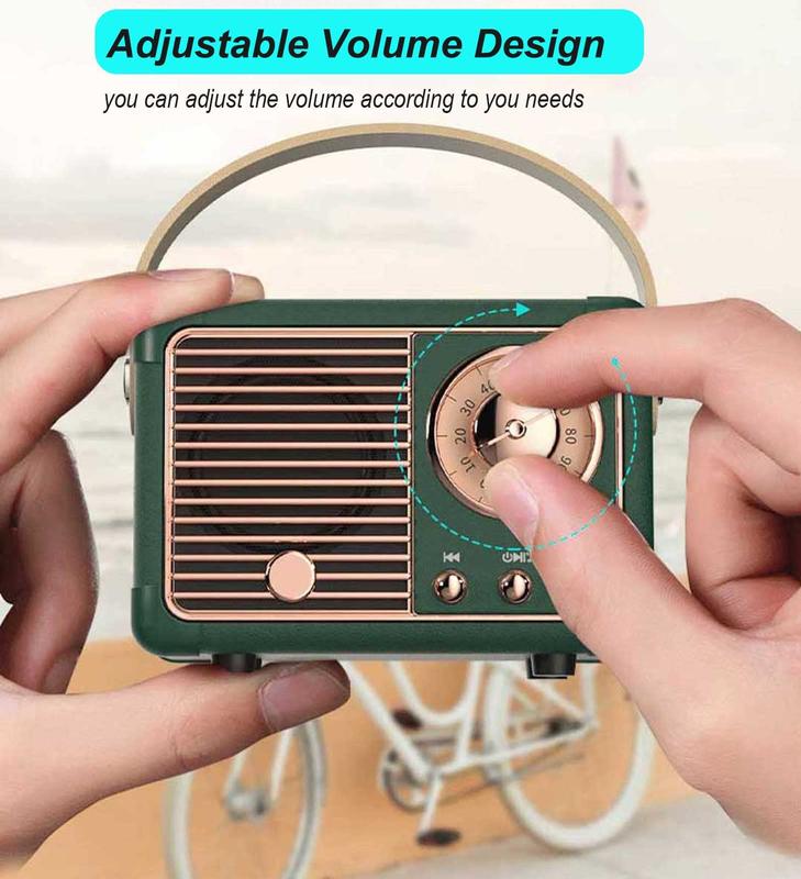 Mini Wireless Bluetooth Speaker, Vintage Decoration, Cute Retro Style, Desktop Decoration, Accessory, Gift for iPhone Android (Green) Audio Compact Portable Connection Stereo