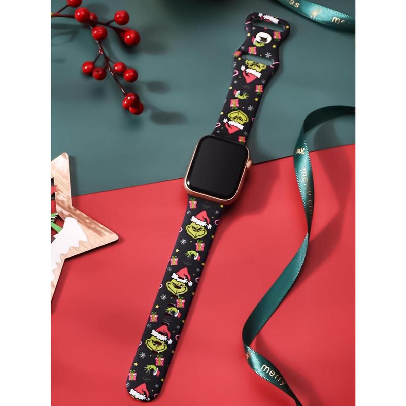 Watbro Christmas Watch Band Compatible with Apple Watch 38mm 40mm 41mm 42mm 44mm 45mm 49mm Women Men,Soft Silicone Cute Sport Strap Design for Apple Watch Ultra iWatch Series 8 7 6 5 4 3 2 1 SE Band Accessories Wearable Accessories Wearable