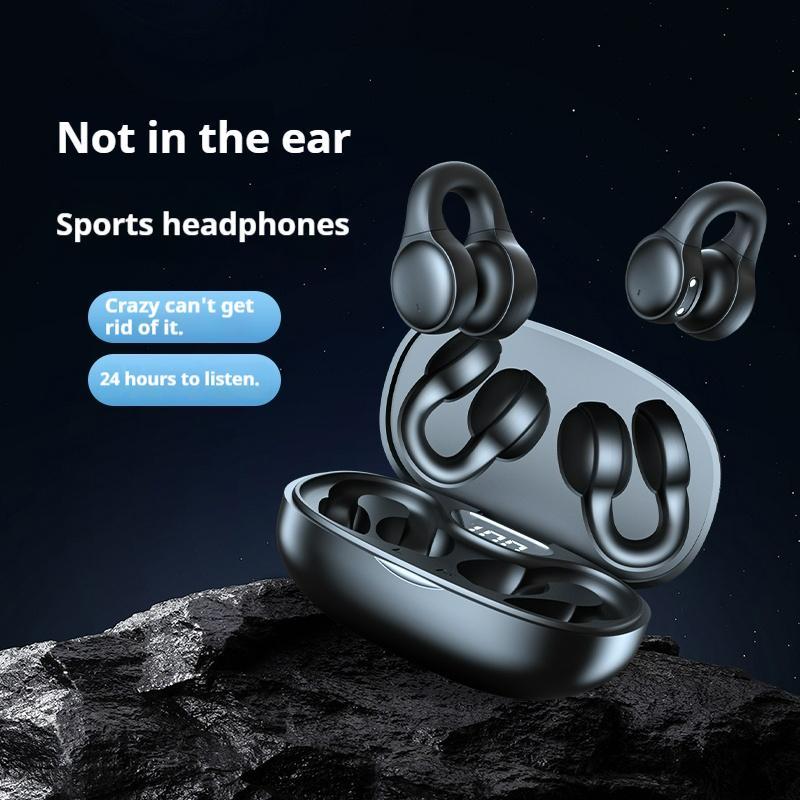 Wireless Earphone, Clip-Ear Design Earphone with Charging Case, Noise Cancelling Headphone for Gaming, Sports, Running