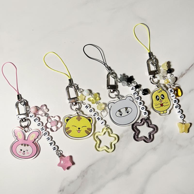 MINITEEN SVT Carat Acrylic Beaded Bias Keychain Phone Charm