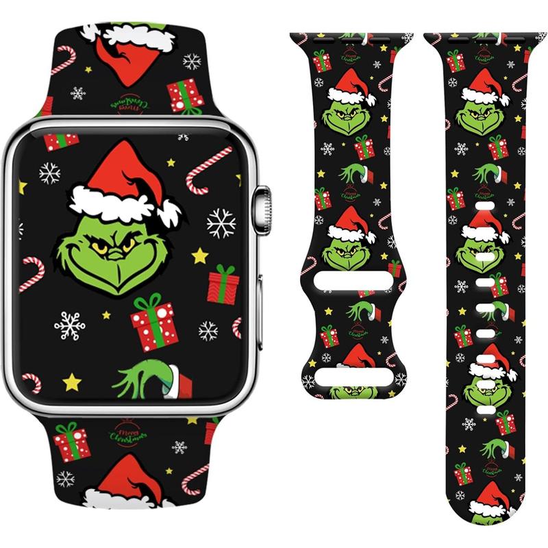 Watbro Christmas Watch Band Compatible with Apple Watch 38mm 40mm 41mm 42mm 44mm 45mm 49mm Women Men,Soft Silicone Cute Sport Strap Design for Apple Watch Ultra iWatch Series 8 7 6 5 4 3 2 1 SE Band Accessories Wearable Accessories Wearable