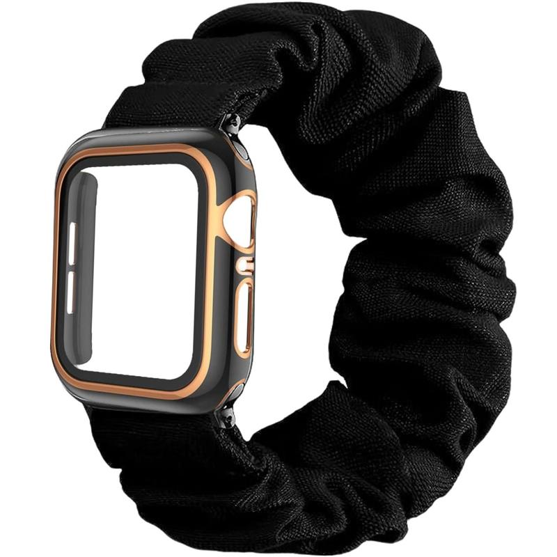 Scrunchie Design Watch Band, Elastic No Buckles Design Watch Band for Women, Fashion Replaceable Watch Band Compatible with iWatch Series 8 7 6 5 4 3 2 1 SE