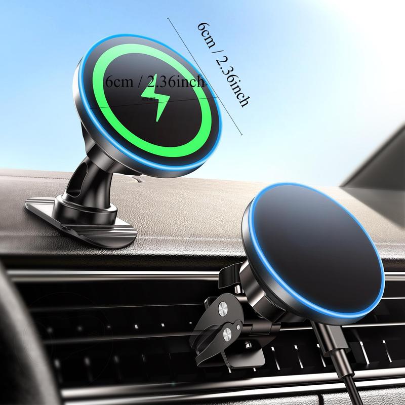 Magnetic Car Phone Holder, 15W Magnetic Suction Wireless Fast Charging Car Bracket, Car Navigation Bracket, Universal Car Interior Accessories