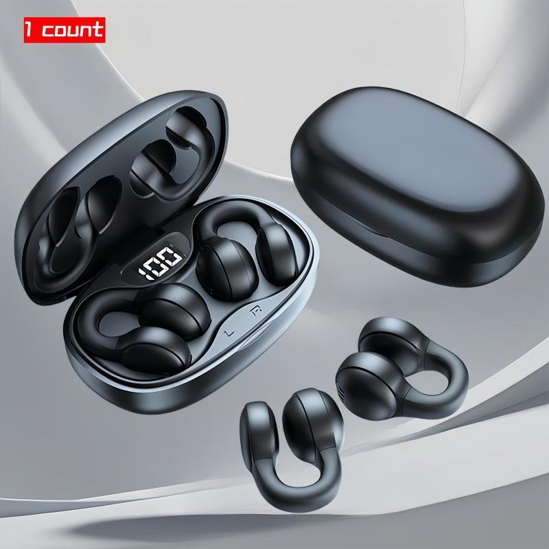 Wireless Earphone, Clip-Ear Design Earphone with Charging Case, Noise Cancelling Headphone for Gaming, Sports, Running