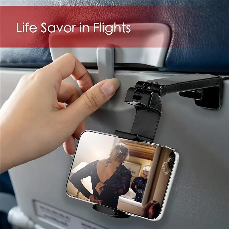 Portable Airplane Phone Holder, Foldable & Rotatable Airplane Phone Mount, Travel Phone Holder, Universal Phone Accessories for Home Office Travel Use