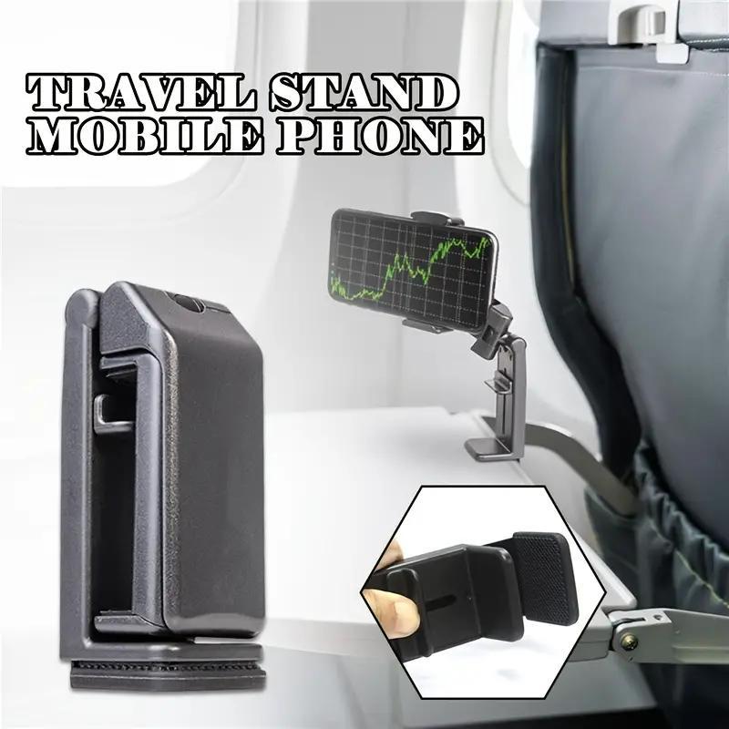 Portable Airplane Phone Holder, Foldable & Rotatable Airplane Phone Mount, Travel Phone Holder, Universal Phone Accessories for Home Office Travel Use