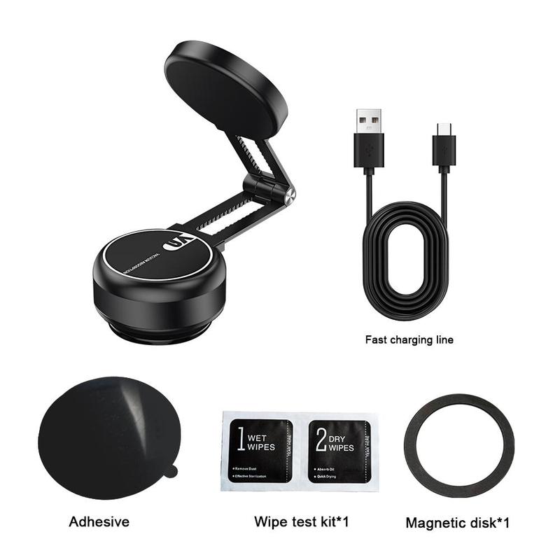 Foldable & 360° Rotatable Magnetic Car Phone Mount, Dual Stable Base Magnetic Car Suction Cup Adhesive Phone Holder for Most Cell Phones, Car Magnetic Phone Holder