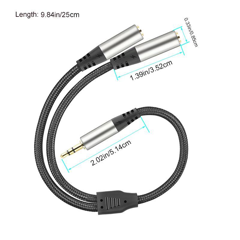 Premium 2-in-1 3.5mm Audio Cable, 1 to 2 Aux Audio Jack Cable, Audio & Video Accessories for Headphone Speaker