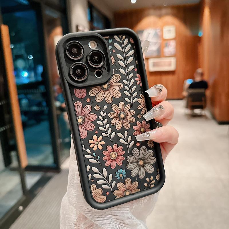 Floral Pattern Phone Case, Anti-drop Cellphone Protective Case, Total Protective Shockproof Mobile Phone Cover for iPhone