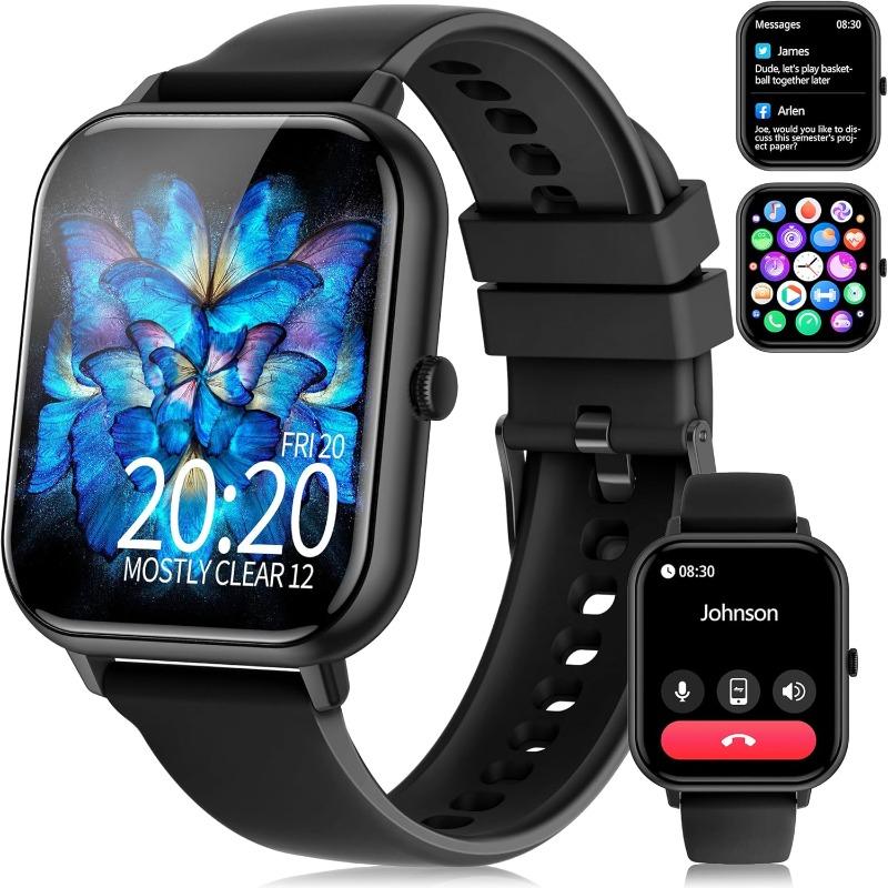  Smart watch with 1.83-Inch Touchscreen, Call Function, 100+ Sports Modes, DIY Watch Face, Sleep Monitor, Pedometer, Calorie Tracker, Waterproof, Stylish Multi-Function Smartwatch for Men, Women & Kids, iPhone Android Compatible