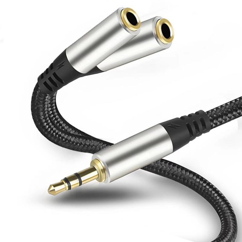 Premium 2-in-1 3.5mm Audio Cable, 1 to 2 Aux Audio Jack Cable, Audio & Video Accessories for Headphone Speaker