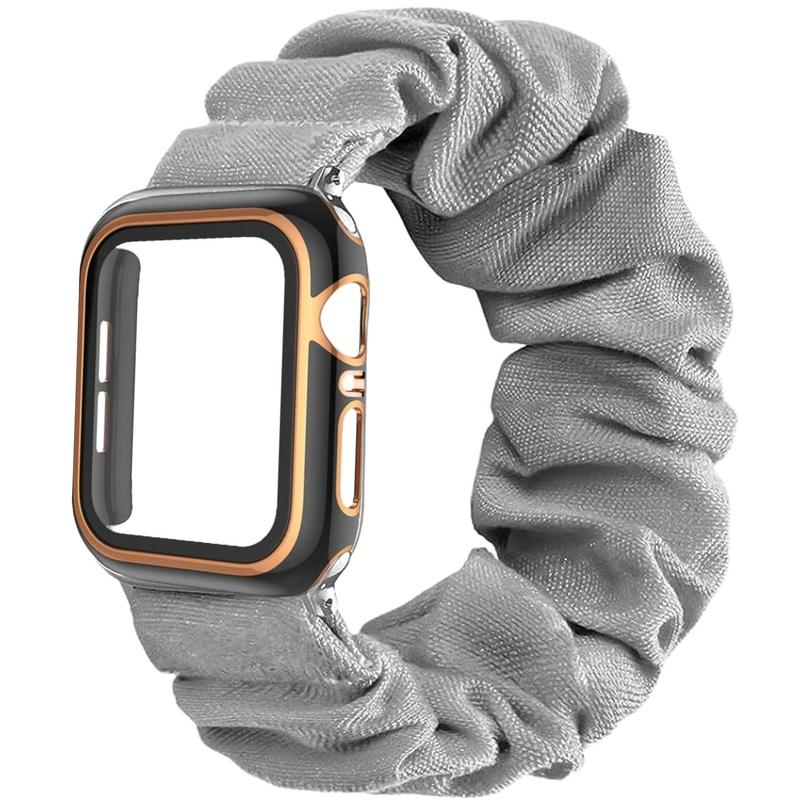 Scrunchie Design Watch Band, Elastic No Buckles Design Watch Band for Women, Fashion Replaceable Watch Band Compatible with iWatch Series 8 7 6 5 4 3 2 1 SE