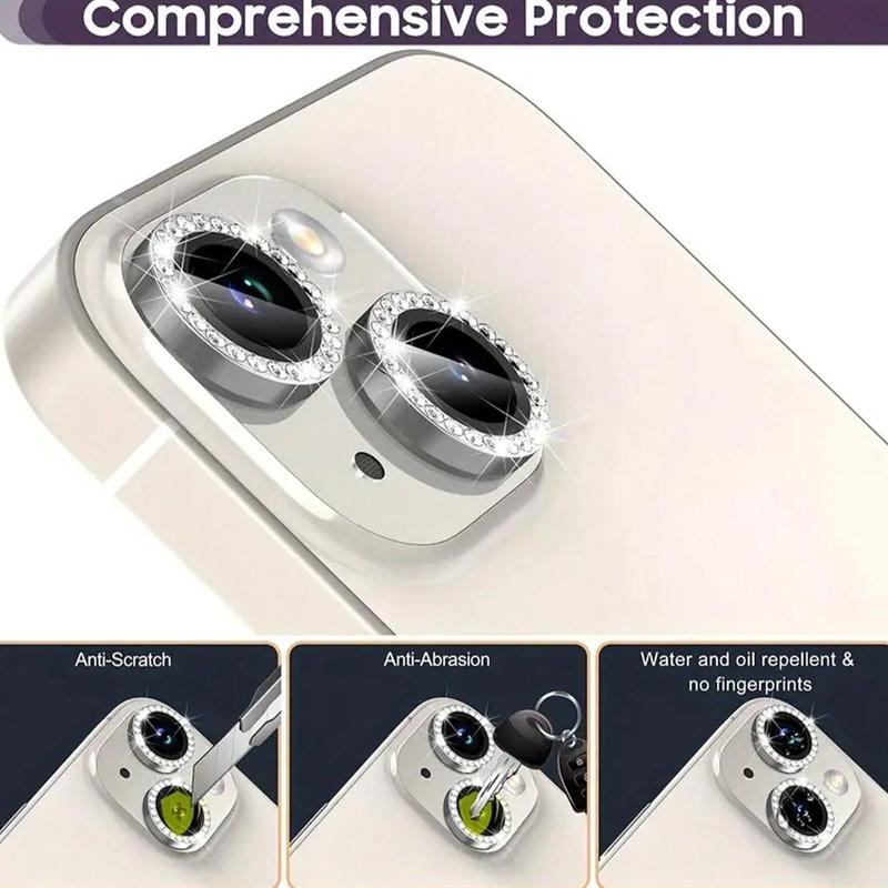 Phone Lens Protector Film, Ring Protective Lens Film, Mobile Phone Accessories Compatible with iPhone 11 12 13 14 15 Pro Max