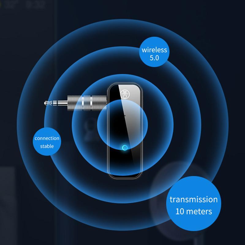 Wireless Transmitter Receiver, Wireless Adapter, 3.5mm Aux Jack Stereo Audio Input Output, Compatible with TV Car Headphone Speakers iPhone PC