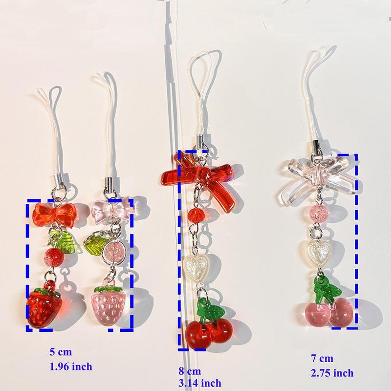 Cute Cherry & Strawberry Design Phone Chain, 1 Count Cute Short Phone Lanyard, Phone Strap for Women & Girls, Fashion Phone Accessories