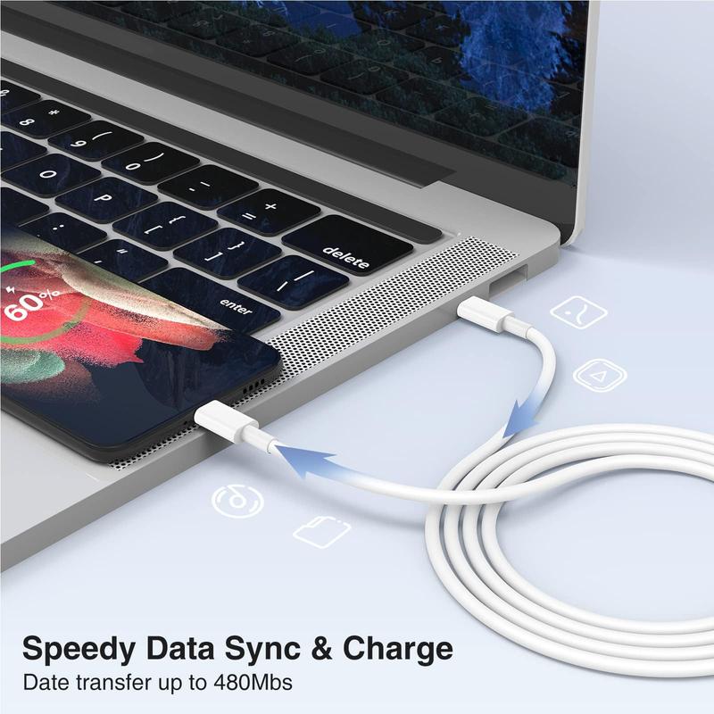 Flexible & Durable USB C Port Data Cable, PD 60W (20V 3A) Speedy Data Sync & Charge Cable, Fast Charging Phone Cable, Mobile Phone Accessories for iPhone 15 Pro Max