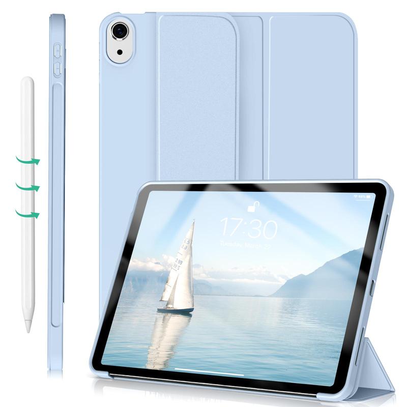 Solid Color Tablet Case, Anti-fingerprint Tablet Protective Cover without Pencil Holder, Auto Sleep & Wake Tablet Protector Cover Compatible with iPad for Daily Use