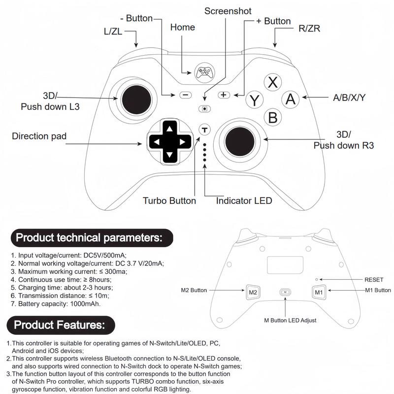 Spider Pattern Wireless Gaming Controller, 9 RGB LED Lights Gamepad, Ergonomic Design Controllers for Multiple Devices, Console Accessories