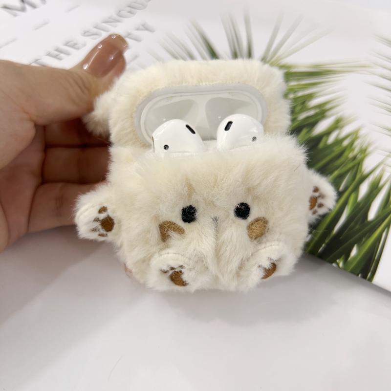 Cute Bear Design Plush Headphone Case, 1 Count Cute Plush Headphone Protective Cover, Headphone Protective Case Compatible with AirPods