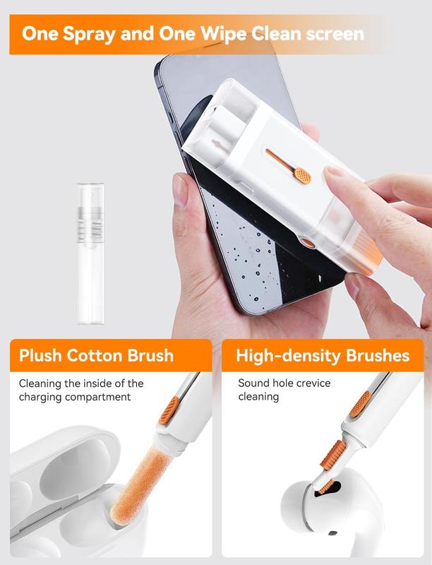 8 in 1 Cleaning Kit, Keyboard Cleaning Set with Mobile Phone Stand Brush, Cleaning Pen for AirPods Pro, Multifunctional Cleaning Kit for Laptop, Phone, PC Monitor, Computer and Camera Lens