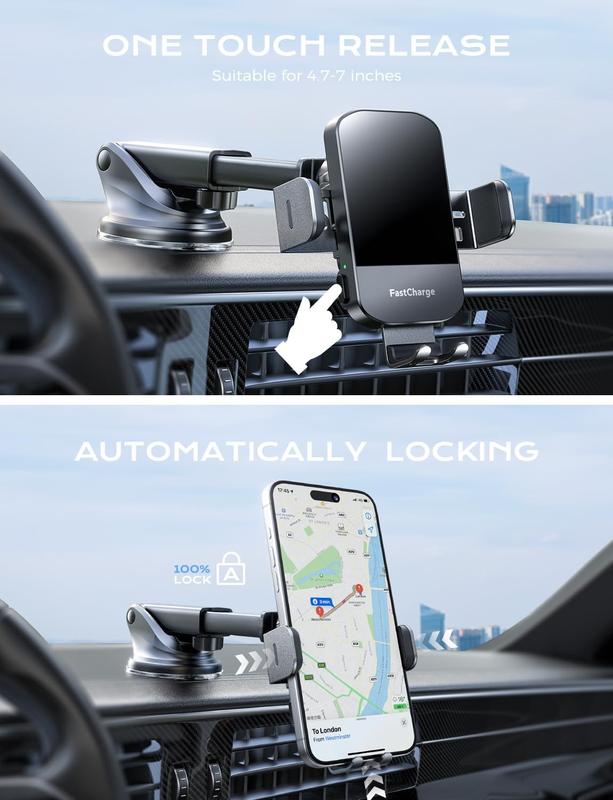 Wireless Fast Charging Car Charger, CHGeek 15W Auto Clamping Car Phone Mount Holder fit for iPhone 15 14 13 12 11 Pro Max Xs X, Samsung Galaxy S24