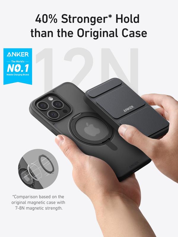 Anker MagGo Magnetic Case with Sturdy 360° Ring Stand for iPhone, Military-Grade Shockproof Kickstand with MagSafe Holder Grip