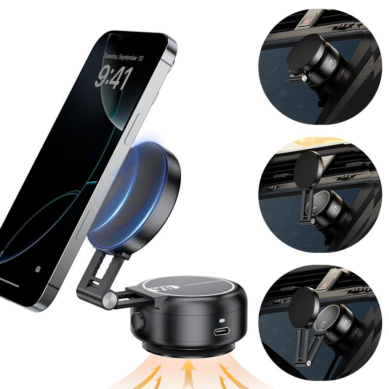 Electric Suction Cup Phone Holder, 360° Rotatable Magnetic Movable Car Phone Mount,Portable and Foldable, Universal Navigation Bracket For Car Gym Travel,Holder For Most Mobile Phones，Needs to be Recharged