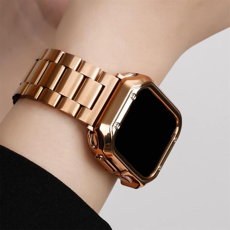 Stainless Steel Watch Band for iWatch (Band & Case Only), Fashion Watch Band for Men & Women, Smart Watch Accessories for Apple Watch Series 9 8 7 6 5 4 3 2 1