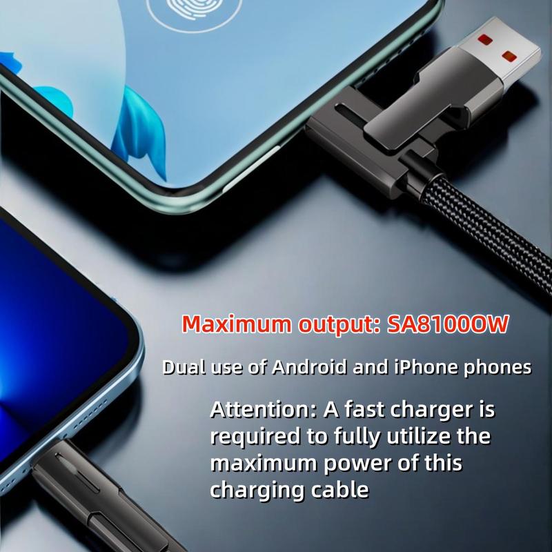 4 In 1 Nylon Braided Fast Charging Cable, 1.2M Rotatable Switching Joint Data Cable, Multifunctional Phone Charging Cable For Home & Office