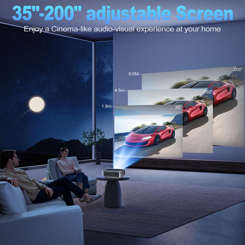 PUERSIT 4k Projector with AI Auto Focus,25,000 Lux Brightness for Outdoor and home Movies with WiFi and Bluetooth,3D Stereo Sound  Video Projector