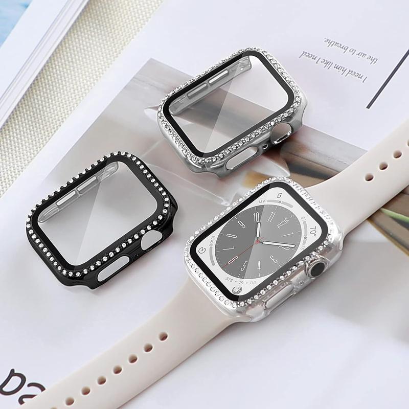 Artificial Rhinestone Decor Watch Case, 3 Counts Anti-scratch Watch Protective Cover, Smart Watch Protective Case Compatible with Apple Watch Series 8 7 6 Se 5 4