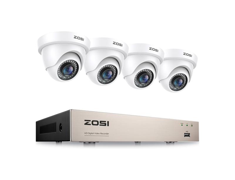 ZOSI 3K Lite 8CH H.265+ Home Security Camera System with AI Human Vehicle Detection,Night Vision,5MP Lite 8 Channel CCTV DVR,4pcs 1080P 1920TVL 2MP Outdoor Indoor Surveillance Dome Cameras (No HDD) camera security