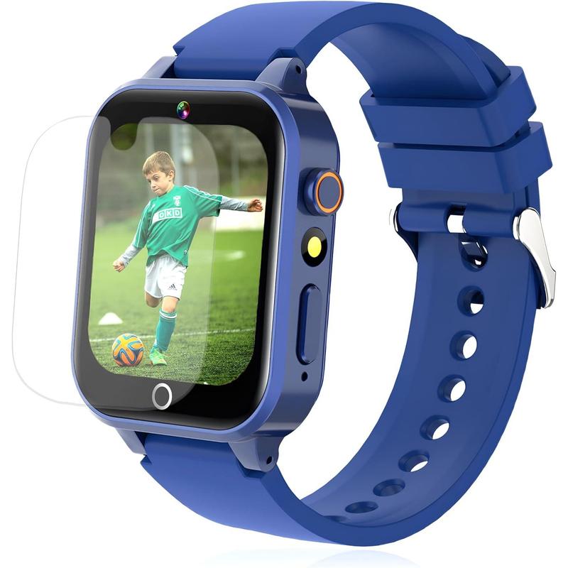 Goodatech Smart Watch For Kids 4-12 Years Boys Girls, 26 Puzzle Games,HD Camera,Video Music Player,Pedometer,Flashlight,Calendar Stopwatch Timer,Alarm Clock, Aluminum Case,Sport Band (Blue)