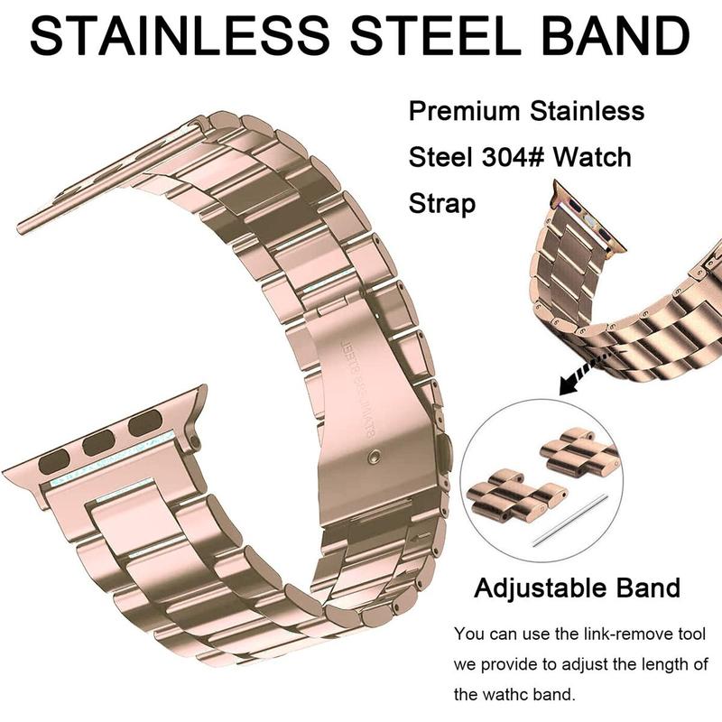 Stainless Steel Watch Band for iWatch (Band & Case Only), Fashion Watch Band for Men & Women, Smart Watch Accessories for Apple Watch Series 9 8 7 6 5 4 3 2 1