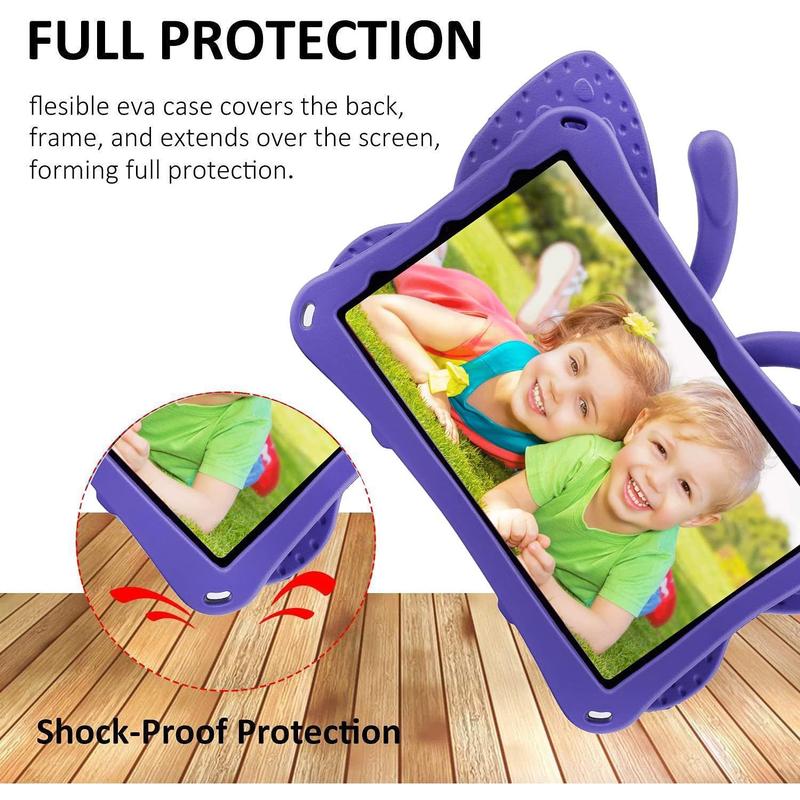 Fire HD 10 Kids Tablet 11th Gen 2021 2023 Case 10.1 Cute Butterfly Kids Pro Case with Stand Light Weight EVA Rugged Shockproof Heavy Duty Kids Friendly Full Cover for Kids Girls (Purple)