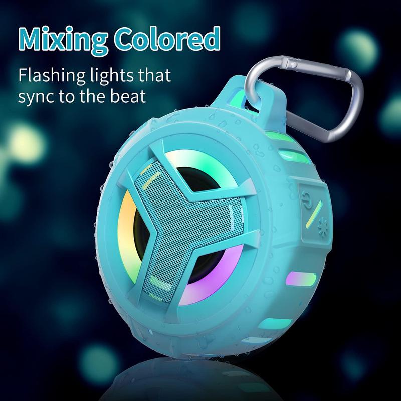 Waterproof Bluetooth Shower Speaker, IPX7 Floating Portable Wireless 24H Playtime with RGB Light Audio Compact Audio Compact