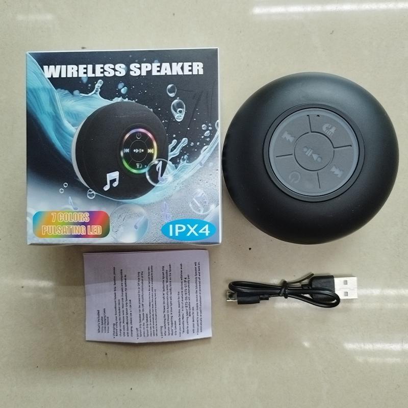 Mini Shower Speaker, Portable Wireless Bluetooth-compatible Speaker with LED Light, IPX4 Waterproof Speaker with Suction Cup for Beach, Shower, Outdoor Camping 2024 New Black Friday Sale Christmas Gifts