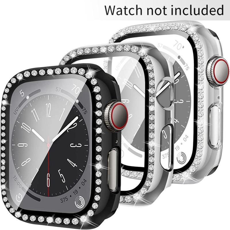 Artificial Rhinestone Decor Watch Case, 3 Counts Anti-scratch Watch Protective Cover, Smart Watch Protective Case Compatible with Apple Watch Series 8 7 6 Se 5 4