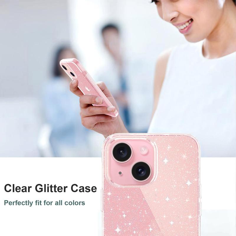 Entronix Glitter Case for Apple iPhone 16 15 14 13 12 11 XR, Mini, Plus, Pro Max - Cute & Sparkly Clear Bumper Cover, Smartphone Accessories