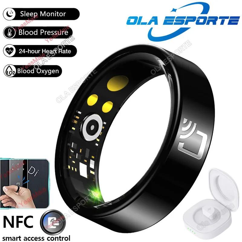 Smart Ring NFC Ring Health Fitness Tracker Ceramic Health Ring 2025 Sleep Tracking Heart Rate Blood Pressure with Charging Case Wearable Android